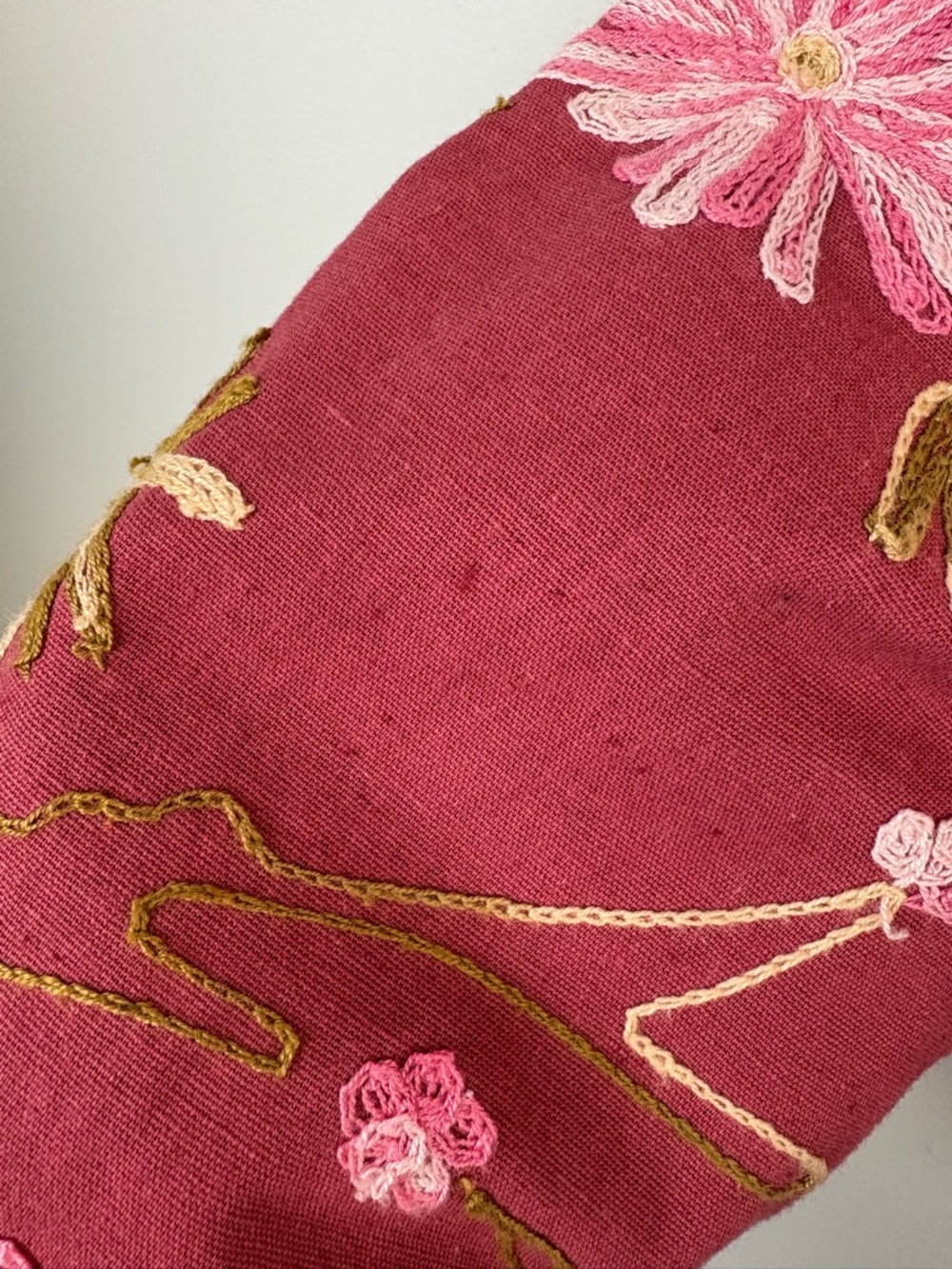 Vintage 90s Embroidered Floral Shacket Cotton Linen size Large Petite boho - Picture 8 of 12